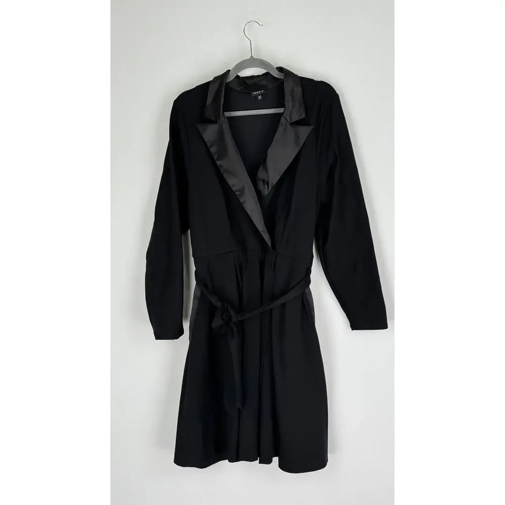 Torrid Womens Mini Tuxedo Dress Plus Size 20 Black Long Sleeve Short Tie Belt - Picture 5 of 13